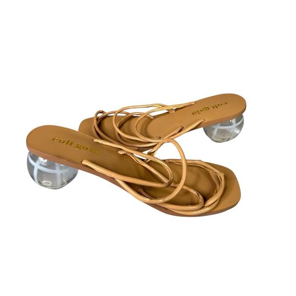 Cult Gaia Cassie Bubble Sandals Tan Leather Strappy Heels Size 5 US / 35 EU - Picture 7 of 13